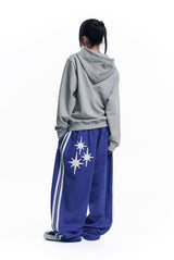 Star Piping Track Balloon Sweat Pants - Blue