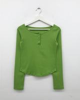 Liège button boat neck t-shirt (3color)