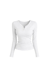 [Best!]ボタン リブ Tシャツ