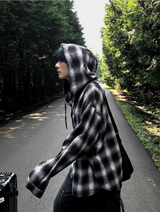 shea hooded checkered shirt