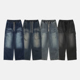 Catwashing Side Finch String Banding Wide Denim Pants