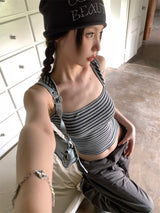 Bold Shoulder Stripe Sleeveless T-shirt