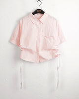 Rooney side shirring pocket crop short sleeve shirt