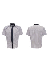 Rhinestone Stripe Patchwork Shirt