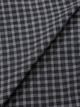 BUTTON CHECK FRILL BLOUSE(CHARCOAL)