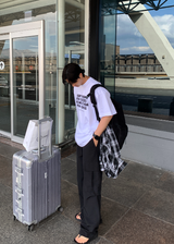 ナンバーキプデニムレタリングベーシックオーバーフィット半袖Tシャツ