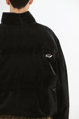COMFY SHORT PADDING JUMPER SHINY LEATHER BLACK