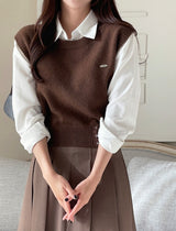 ブロンディピーチ起毛シャツニットベストセット