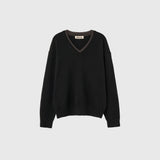 レイヤードVネックニットプルオーバー [BLACK]