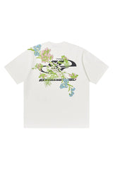 フローラルエンブロイダードロゴTシャツ
