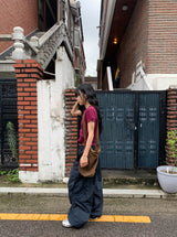 [unisex] Bene Nylon Cargo Parachute Banding Wide Pants