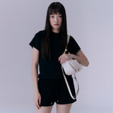 90's scallop stitch neck t-shirt (BLACK)