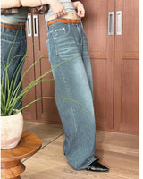 Wide stripe denim pants(2color)