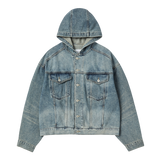 25SS OVERSIZE DENIM HOODIE TRACKER LIGHT BLUE