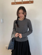 シューカンリブラウンド長袖Tシャツ