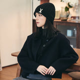 VA Applique Cable Knit Beanie / Black