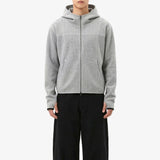 Waffle Crop Fingerhole Zip-up Hoodie Gray