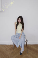 Lemon spandex cap zip-up sleeveless T-shirt