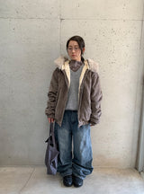 ティケンヘリンボーンウールフードファージャケット