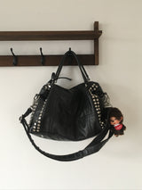 Stud Quilted Vintage Leather Cross-Shoulder Bag
