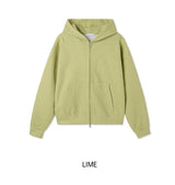 Tain Waffle Crop Hood Zip-Up