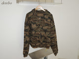 camouflage thick hood zip-up