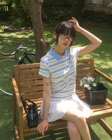Anik Stripe Polo Collar T-shirt