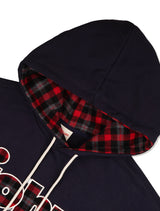 Oversized Fit Checkered Applique Hooded Navy (FCF3TS643M)