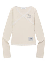 RASE LACE CROSS V-NECK LONG SLEEVE T (4COLOR)