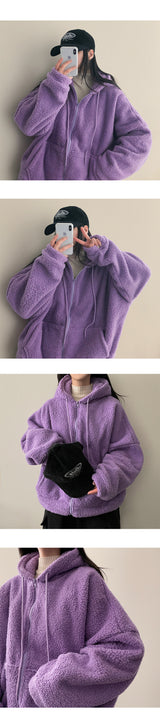 Mimoo soft wool hooded zip-up