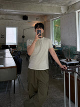 Washed buckle cargo pants