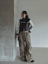 Bendy Zipper Diagonal Pocket Cargo Pants