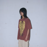 Untitled Heart Logo Pigment Wash Short Sleeve Brown