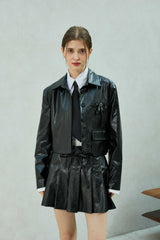 MOLLY LEATHER CROP JACKET / BLACK