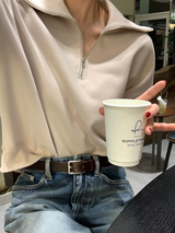 [Lè made] リメイドエブリーハーフジップアップスウェットシャツ / 4 カラーズ