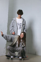 Spray patch hoodie zip-up