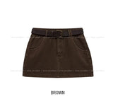 リズルベーシックコットンキュロットミニスカートベルトセット