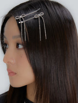  CANDY STONE LONG BOW HAIR CLIP SET (5 COLOR)