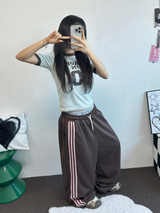 CUTIE DOWN SNAP 🤎🎀 トラックスリーラインパンツ 🧸💕💙🩶🖤6COLOR