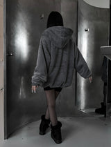 mink fur two-way hooded zip-up (2color)
