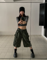 [U-BASIC] Sling Uネッククロップロングスリーブ