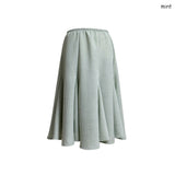 (2color) Slub Panel Flare Midi Skirt