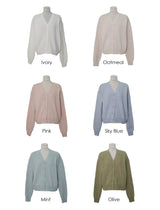 Pastel V-neck Alpaca Wool Cardigan (12color)