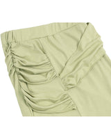 Shirring Layered Slit Skirt _ OLIVE GREEN