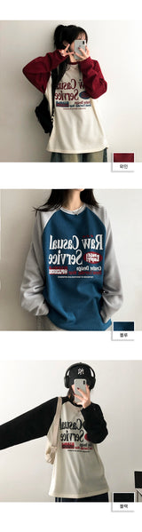 Tane Color Raglan Knit Long Sleeve T-shirt