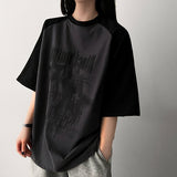 OリングカラーラグランショートスリーブTシャツ