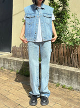 デニムストラップワイドパンツ code 18105