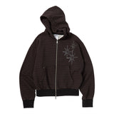Untitled スターリーナイトスモールストライプフードジップアップ Wine Black