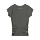 サイドバックルリブTシャツ (DARK BEIGE) F25QB110