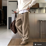 ヨギス ワイドフィット シングルタック コーデュロイパンツ